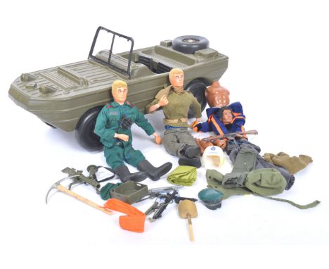 A collection of original retro vintage Palitoy made Action Man figures and accessories comprising two ' Eagle Eyes ' variants