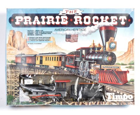 An original vintage Timpo Toys made large scale / 0 / G Gauge model railway locomotive train set The Prairie Rocket American 