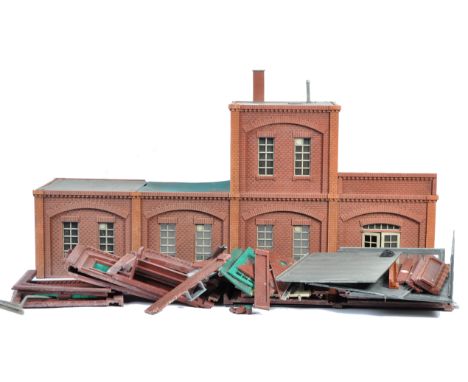 Two original Piko made G scale garden model railway train set plastic kit buildings - both large sized red brick stations wit