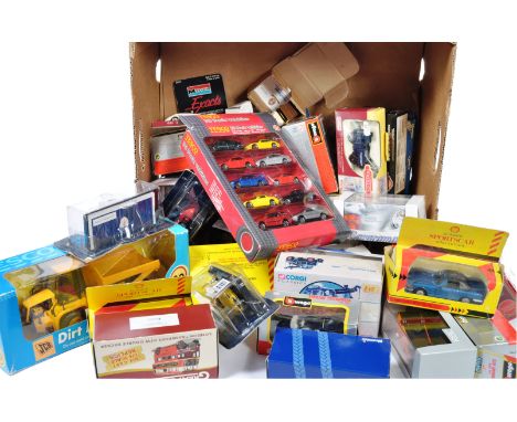 A large collection of 30+ assorted scale diecast models to include Bburago / Burago, JCB, Corgi, Matchbox Models Of Yesteryea