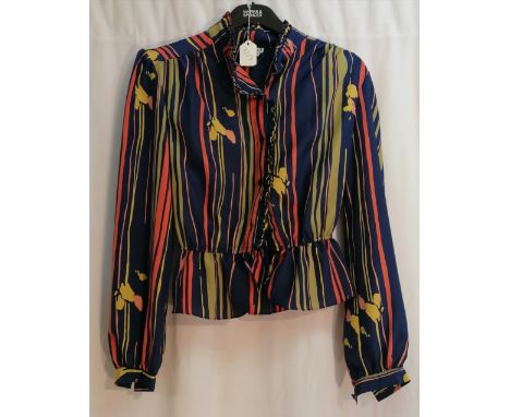 1970's floral striped blouse. In good used condition 