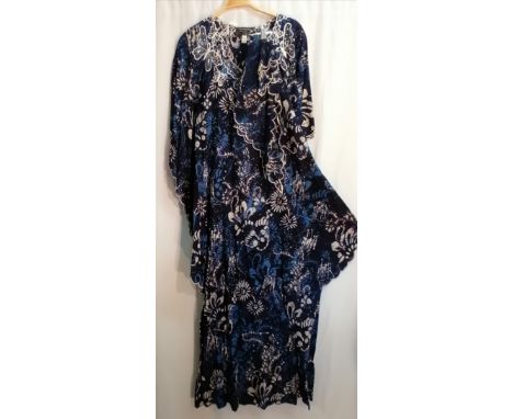1970's  Hand painted silk Batik dress &amp; matching head scarf. In good used condition 