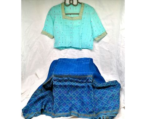 1930's silk Indian sari t/w silk blouse 90 cm chest.