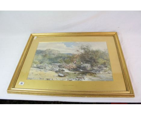 Charles Branwhite (1817-1880) Riverscape, with two boys by the sluice gate, Watercolour, Signed and dated 1851, Provenance: f