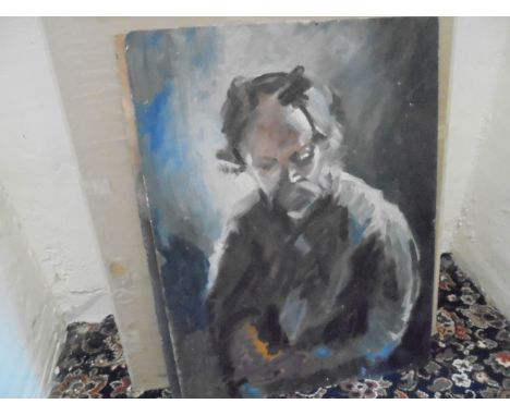 Two portraits, oil on board, together with an Owen Jones pencil sketch and a small collection of unframed prints and etchings