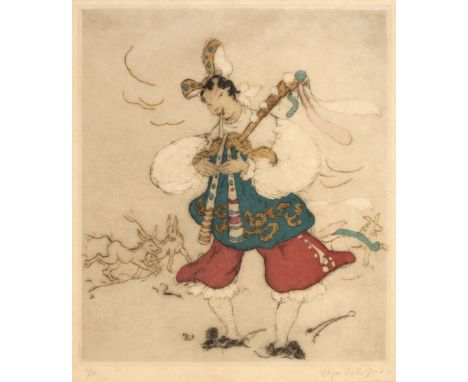 * Lord (Elyse Ashe, 1900-1971). Donkey Dance, etching printed in colours on pale cream thin japan paper, from the published e