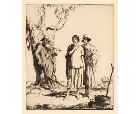 * Whydale (Ernest Herbert, 1886-1952). Gipsies, drypoint etching, signed in pencil, plate size 30 x 25 cm (11.75 x 10 ins), w