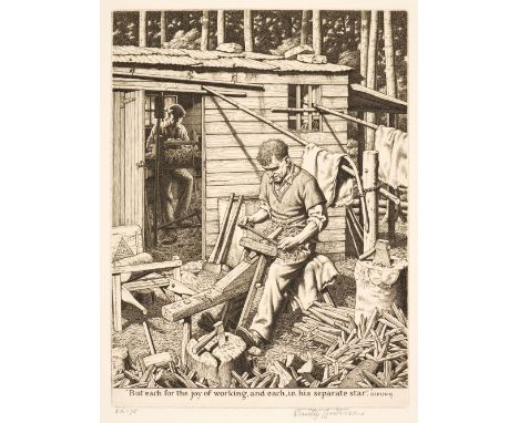 ARR * Anderson (Stanley, 1884-1966). Chiltern Wood Turners, 1945, copper line engraving on Whatman pale cream wove paper, wit