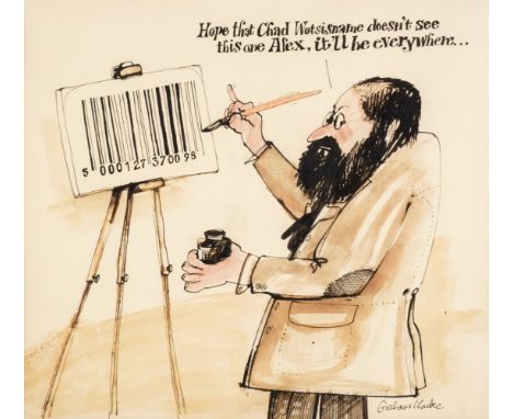 ARR * Clarke (Graham, 1941-). Internal Memo, circa 1970s, black ink and watercolour on paper, depicting the artist at work pa