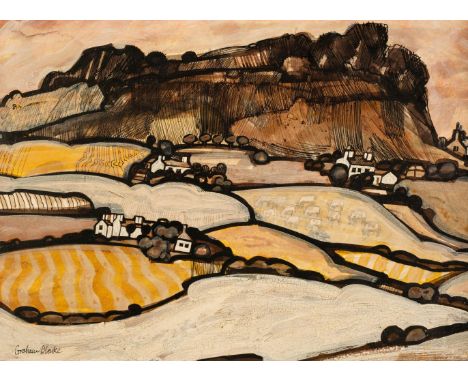ARR * Clarke (Graham, 1941-). Carnlledi (St. Davids), circa late1960s, black ink and oil with varnish on board, depicting Car