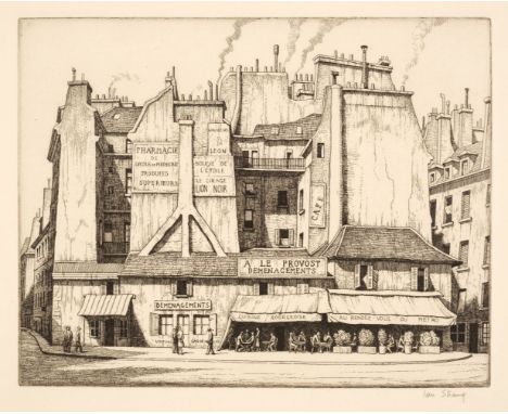 * Strang (Ian, 1886-1952). Place St André des Arts, Paris, etching, a fine, bright impression printing with clarity and contr