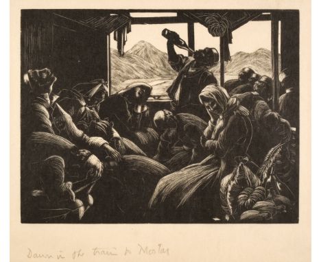 * Leighton (Clare Veronica Hope (1898-1989). Dawn in the Train to Mostar, 1926, wood engraving, a very good, black impression