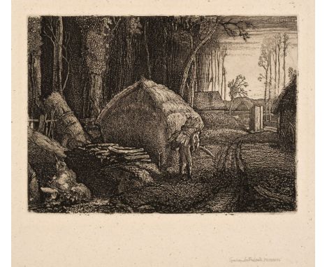 ARR * Sutherland (Graham, 1903-1980). Pecken Wood, 1925, etching, on fibrous buff wove paper, a very good, rich and tonal imp