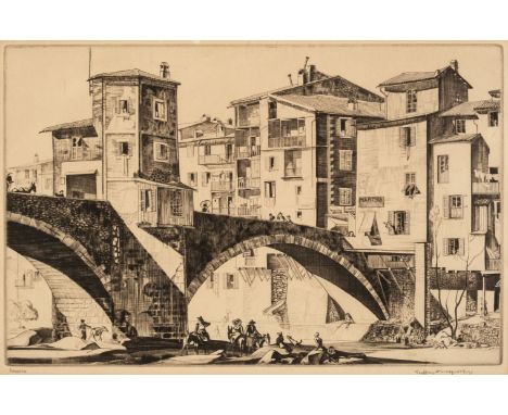 * Wedgwood (Geoffrey Heath, 1900-1977). Sospello, 1935, etching with drypoint on pale cream wove paper, signed, dated and tit