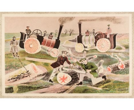 * Rothenstein (Michael, 1908-1993). Timber Felling in Essex, 1946, colour lithograph, printed by The Baynard Press for School