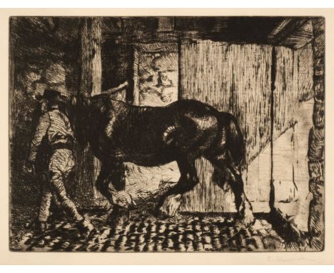 ARR * Blampied (Edmund, 1886-1966). Returning to the Stable, 1920, etching with drypoint on cream laid paper, from the sole e