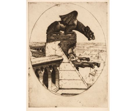 * Cameron (David Young, 1865-1945). The Chimera of Amiens, 1910, etching with drypoint, signed in pencil, printed in bistre i
