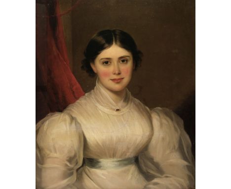 * Barber (Thomas, 1768-1843). Portrait of Eliza Wilson née Read (1803-1851), circa 1830, oil on canvas, half-length portrait 