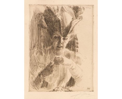 * Zorn (Anders Leonard, 1860-1920). A Ring (Une Bague), 1906, etching on pale cream laid paper, with partial watermark, the s
