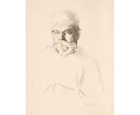* Rothenstein (Sir William, 1872-1945). Portrait of Paul Verlaine, 1895, crayon lithograph, on fine laid Venetian paper water