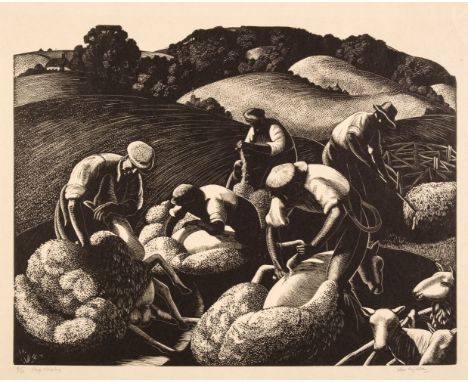* Leighton (Clare Veronica Hope, 1898-1989). May: Sheep Shearing, from A Farmer’s Year: A Calendar of English Husbandry; and 