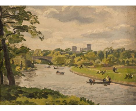 ARR * Bone (Stephen, 1904-1958). Warwick Castle, oil on board, signed, titled 'Warwick' and dated May 2nd 1943 lower left, ve