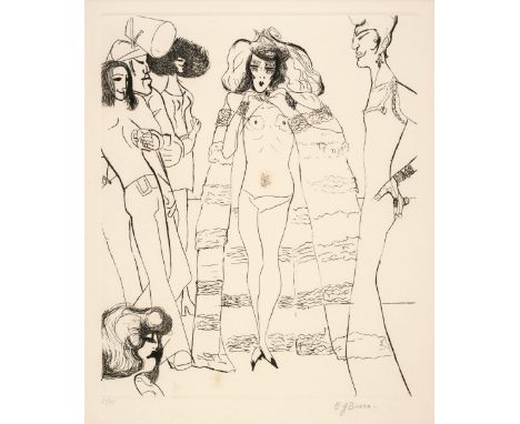 ARR * Burra (Edward, 1905-1976). Drag Queen, 1972, etching on pale cream wove paper, from the edition of 75 impressions, as p