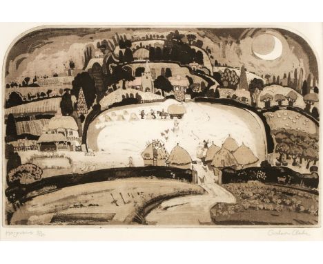 * Clarke (Graham, 1941-). Haymakers, 1974, etching with aquatint and some hand-colouring on paper, signed, titled and numbere