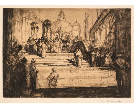 * Brangwyn (Frank, 1867-1956). A Venetian Procession, 1919, etching and drypoint on pale cream thick wove paper, signed in pe