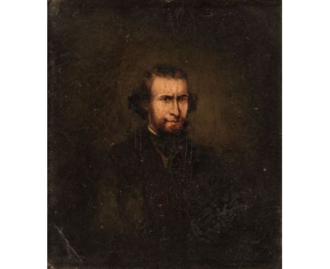 * English School. Portrait of Frederick Henry Cooper (1827-1869), aged 34, head &amp; shoulders portrait in oil on card, some