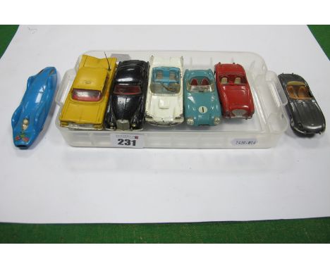Seven Original Corgi Diecast Vehicles, including No.153 'Bluebird', all playworn.