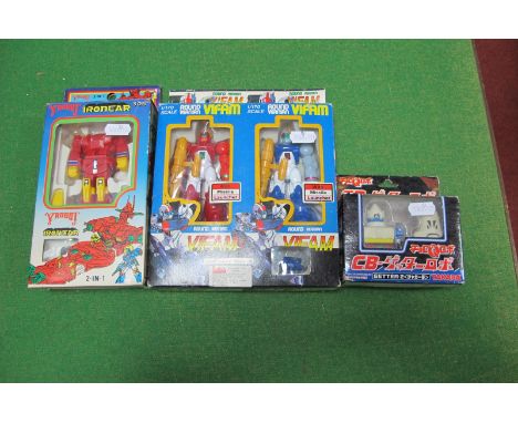 Three Boxed Plastic Toy Model Transformers, Robots, including 1:170th Scale Round Vernian Vifam Twinset with missile launches