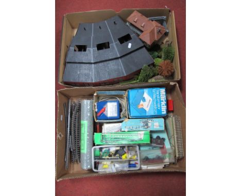 A Quantity 'HO' Scale Continental Model Railway, including lineside accessories, rolling stock, track among other items, by M