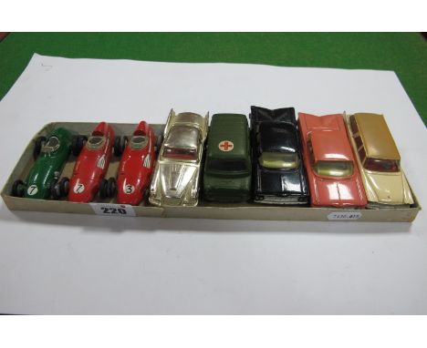 Eight Original Corgi Diecast Vehicles, including Bedford Military Ambulance, Chevrolet Impala, in pink, among others, all fai