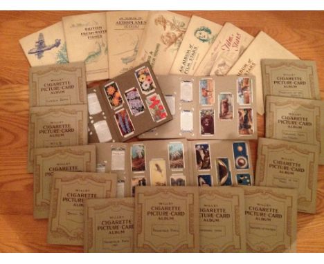 22 sets of vintage cigarette cards (15 sets loose in albums &amp; 7 stuck into albums) - to include Wills 'Romance of the Hea