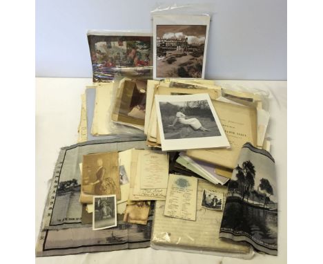 A quantity of vintage ephemera to include prints, pictures, deeds, and geneology.