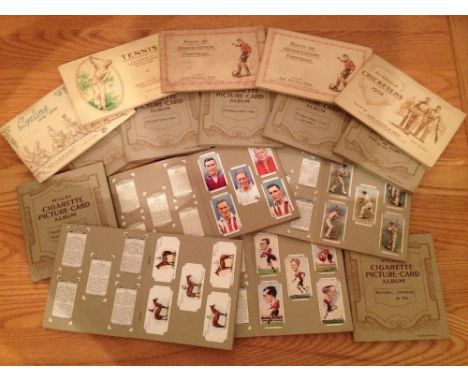 16 sets of vintage sporting cigarette cards (11 sets loose in albums &amp; 5 sets stuck into albums) - to include Wills's Rug
