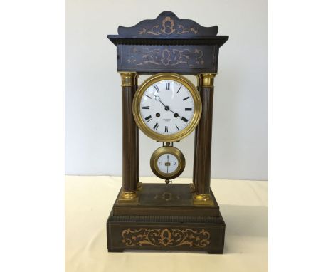 19th century French Portico clock with a Frères movement (no key).