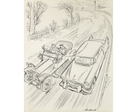 Russell Brockbank (British/Canadian 1913-1979), 'Rolls-Royce Silver Ghost....Strike a Light!' a humourous motoring cartoon fo