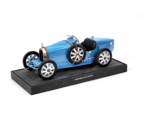 A 1:8 scale model of a Bugatti Type 35,kerbside model, metal construction, with detailed cockpit, articulating steering, fitt