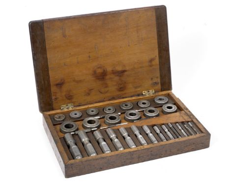 Donald Healey's personal cased set of 'Go/No Go' gauges,mahogany case, with lid opening to full set of precision tolerance in