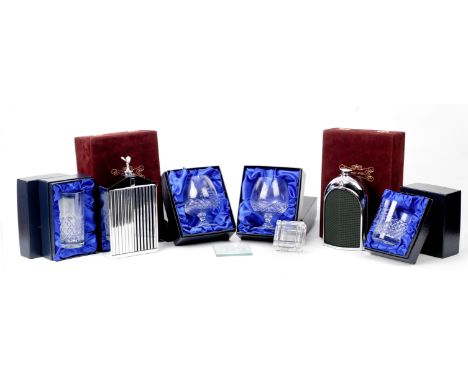Two cased Rolls-Royce and Bentley radiator decanters by Classic Stable Ltd, and other collectables,each chrome body with enam