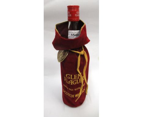 One bottle Glen Flagler eight year old Rare Old 100% Malt Scotch Whisky, contained in velvet pouch
