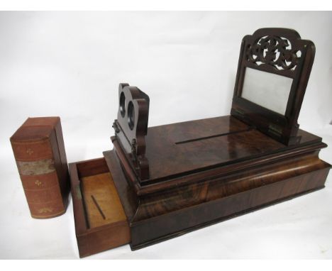 Victorian figured walnut stereoscopic viewer, together with a cased set of Underwood Tours cards