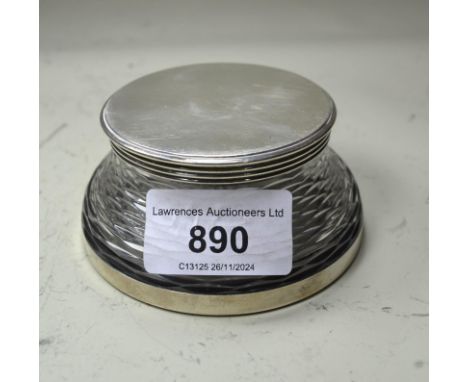Birmingham silver mounted glass inkwell