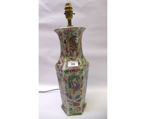 19th Century Chinese Canton vase adapted for use as a table lamp (restored)Vase is 38cm tall. Heavily restored as shown in ph