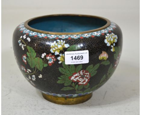 Japanese cloisonne jardiniere, 20cm diameter x 14cm highDoes have some small chips and losses to enamel in black areas and on