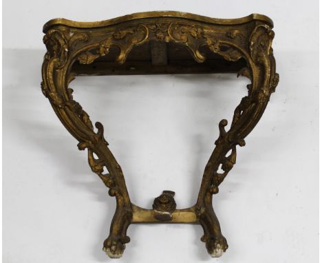 19th Century carved gilt wood console table (for restoration), 89cm wide x 40cm deep