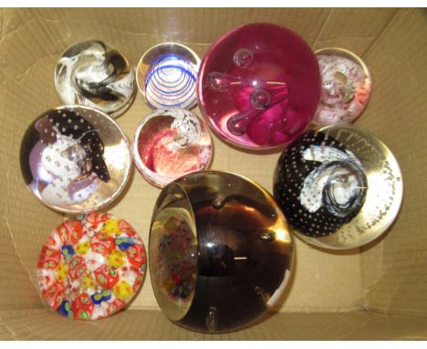 Small box containing a quantity of various, mainly Caithness, glass paperweights