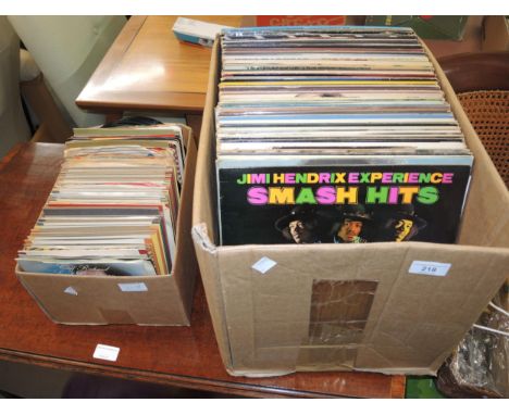 Large collection of various 1960's, 70's and 80's LP's including a box of singles with Jimmy Hendrix, Bob Dylan, Beach Boys, 